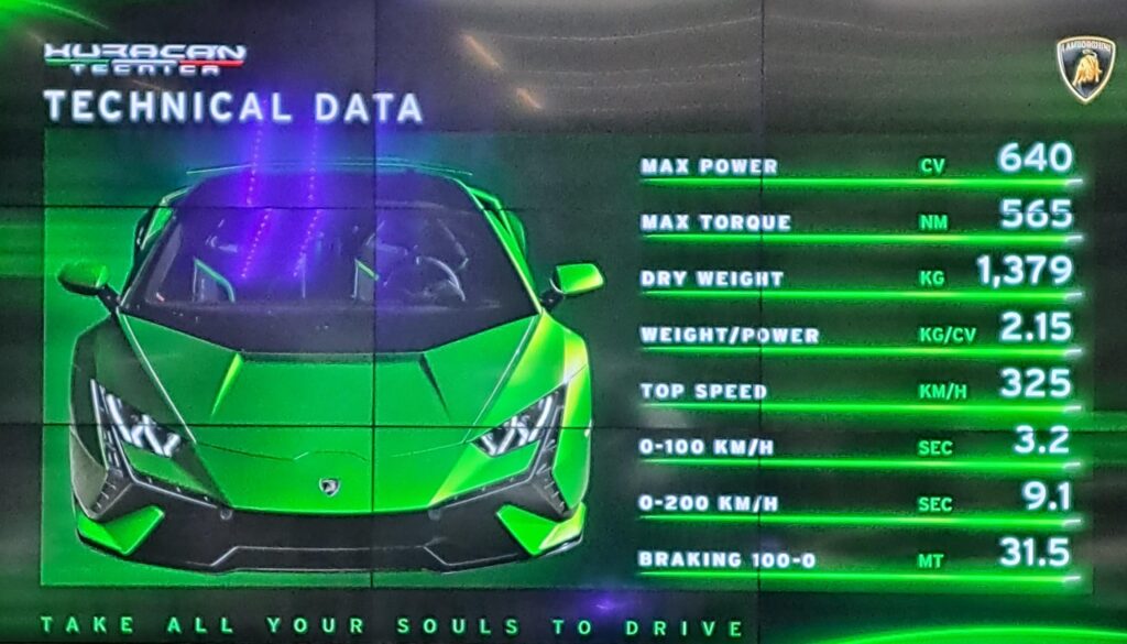Lamborghini Huracán Tecnica technical data