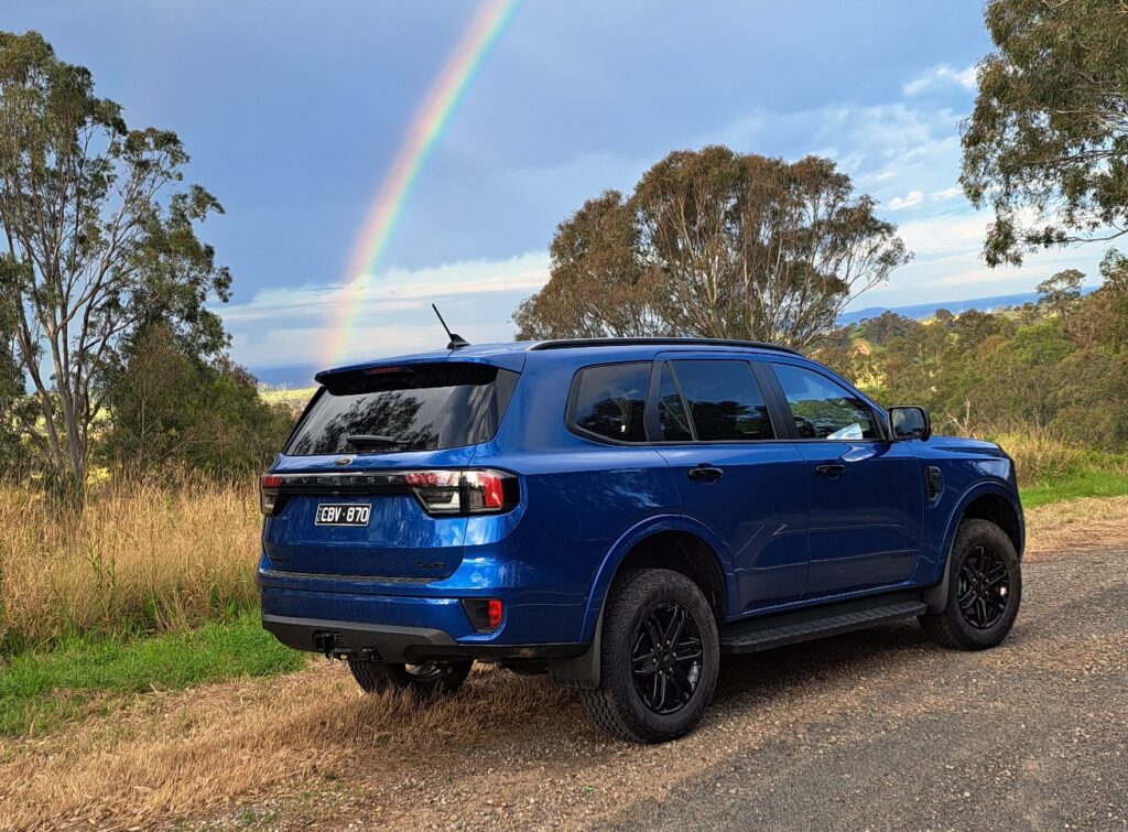 Ford Everest Sport V6 Diesel Blue Lightning with rainbow